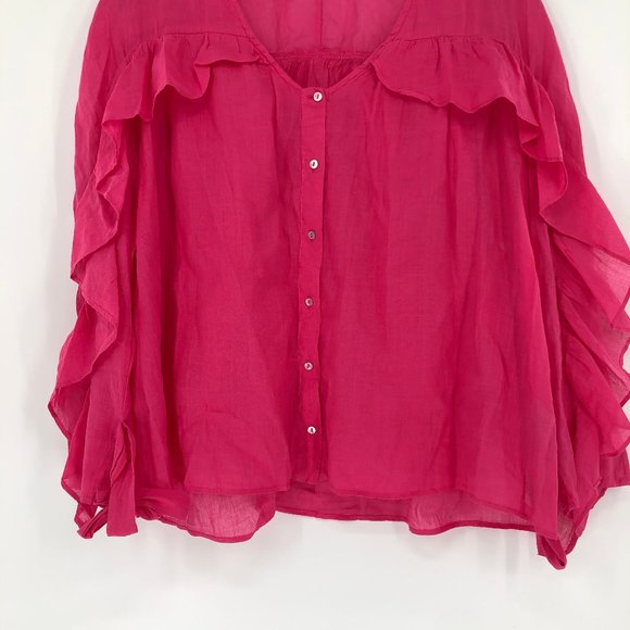 Zara Princess-like V-Neck Button Down Blouse - Picture 3 of 10